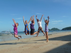 Jumping on the beach - Congratulations Anna, Yase and Pedro